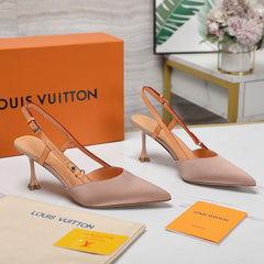 LV WOMEN BLOSSOM SLINGBACK PUMP IN NUDE BEIGE EMBROIDERED FABRIC