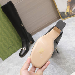 GG HORSEBIT KNEE HIGH BOOTS IN BLACK SHEEPSKIN