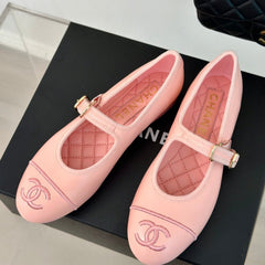 Double C Light Pink Lambskin Mary Jane Shoes