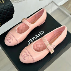 Double C Light Pink Lambskin Mary Jane Shoes