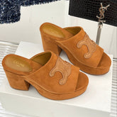 ELENA MULE IN PEANUT BROWN VELVET