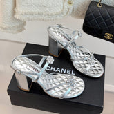 HIGH HEELS SANDAL IN SILVER LAMBSKIN PEARL FLOWERS