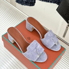 HIGH HEELS IN GREY SUEDE AND LAMBSKIN