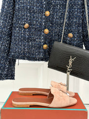 FLAT SANDALS IN LIP PINK SUEDE AND LAMBSKIN