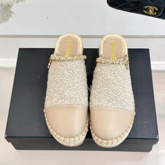CC MULES 25SS 30 MM IN BEIGE LAMBSKIN MIX WOOL