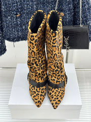 BALMAIN 25S ANTHEM BOOTS IN LEOPARD PRINT CALFSKIN