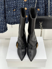 BALMAIN 25S ANTHEM BOOTS IN BLACK CALFSKIN