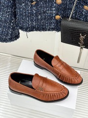 YSL 25S LOAFERS IN BURNT ORANGE BROWN LAMBSKIN