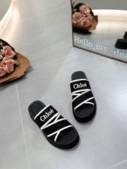 PLATFORM SANDALS IN BLACK MIX WHITE DENSITY KNIT
