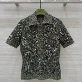 Gucci Knitted Polo Short-sleeved Top Green Wool