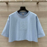 Loewe 25 Cropped Anagram T-Shirt Blue Cotton