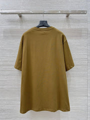 Loewe 25 Floral Embroidered Short-sleeved T-shirt Olive Brown Cotton