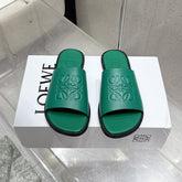 LOEWE 25 FLAT SLIPPERS VIBRANT GREEN CALFSKIN