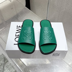 LOEWE 25 FLAT SLIPPERS VIBRANT GREEN CALFSKIN