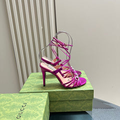 GG CRYSTAL HORSEBIT SANDAL METALLIC PURPLE LAMBSKIN