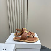 LYMPIA TRIOMPHE THONG IN CALFSKIN TAN