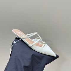 ROCKSTUD WISPY WHITE CALFSKIN MULE 20MM