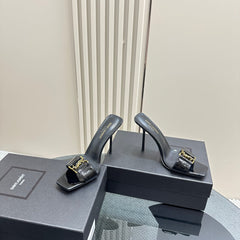 SL BABYLONE SLIDE PUMPS 115 BLACK POLISHED CALFSKIN