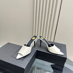 SL GOLDIE MULES WHITE CALFSKIN