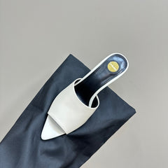 SL GOLDIE MULES WHITE CALFSKIN