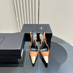 SL JEANNE SLINGBACK PUMPS TANGERINE SATIN