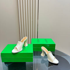 HIGH MULE 95 MM IN WHITE CALFSKIN