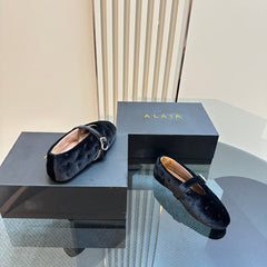 ALAIA BALLET FLATS IN BLACK VELVET