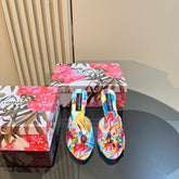 DG 100MM FOOTWEAR – MULTICOLOR SATIN MULES WITH CRYSTAL EMBELLISHMENTS