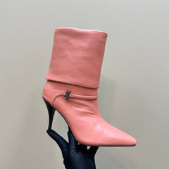 NIKI BOOTIES IN CORAL SHEEPSKIN