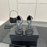 BALMAIN 25S LIPS SANDALS 10 IN BLACK CALFSKIN