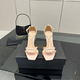 BALMAIN 25S LIPS SANDALS 10 IN BLUSH BEIGE CALFSKIN