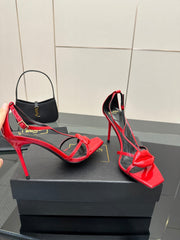 BALMAIN 25S LIPS SANDALS 10 IN CRIMSON RED CALFSKIN