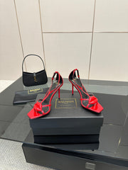 BALMAIN 25S LIPS SANDALS 10 IN CRIMSON RED CALFSKIN