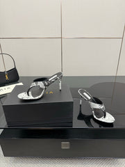 ALAIA HEELED THONG 25S IN WHITE AND BLACK LAMBSKIN SNAKE-EMBOSSED