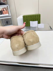 LOAFERS WITH SILVER HARDWARE IN BEIGE SUEDE