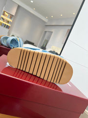 VELCRO STRAP SANDALS IN SKY BLUE MONOGRAM CANVAS GOLD HARDWARE