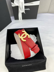 DOUBLE C BELT 30MM IN RED CALFSKIN METAL BUCKLE