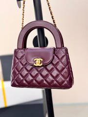 CHANEL 25S KELLY 19 CM IN WINE RED LAMBSKIN WITH GOLD HARDWARE