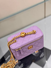 CHANEL 25S MINI VANITY BAG 16 CM IN PURPLE LAMBSKIN WITH GOLD HARDWARE