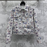 CD Jacket White Cotton Denim with Multicolor