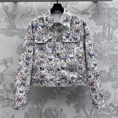 CD Jacket White Cotton Denim with Multicolor