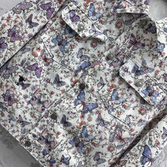 CD Jacket White Cotton Denim with Multicolor