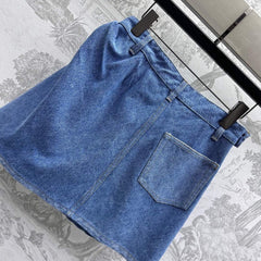 LOEWE RUCHED-WAIST DENIM SKIRT