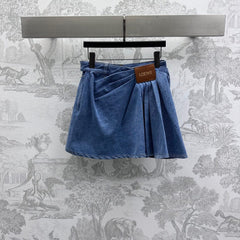 LOEWE RUCHED-WAIST DENIM SKIRT