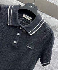 Miu 25 Polo Shirt Black Wool 233471