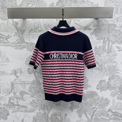 Dior 25 Polo T-Shirt Night Blue mix Pink Linen 232265