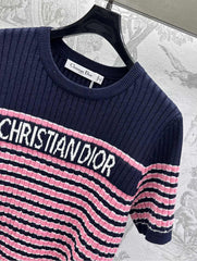 Dior 25 T-Shirt Night Blue mix Pink Linen 232264