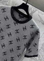 CHANEL GREY SHORT-SLEEVE TOP 263677
