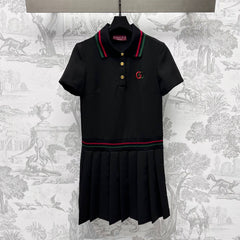 GUCCI 25S SHORT-SLEEVE DRESS IN TWILL SILK 264667