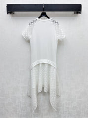 LV WHITE COTTON SHORT-SLEEVE DRESS 263735